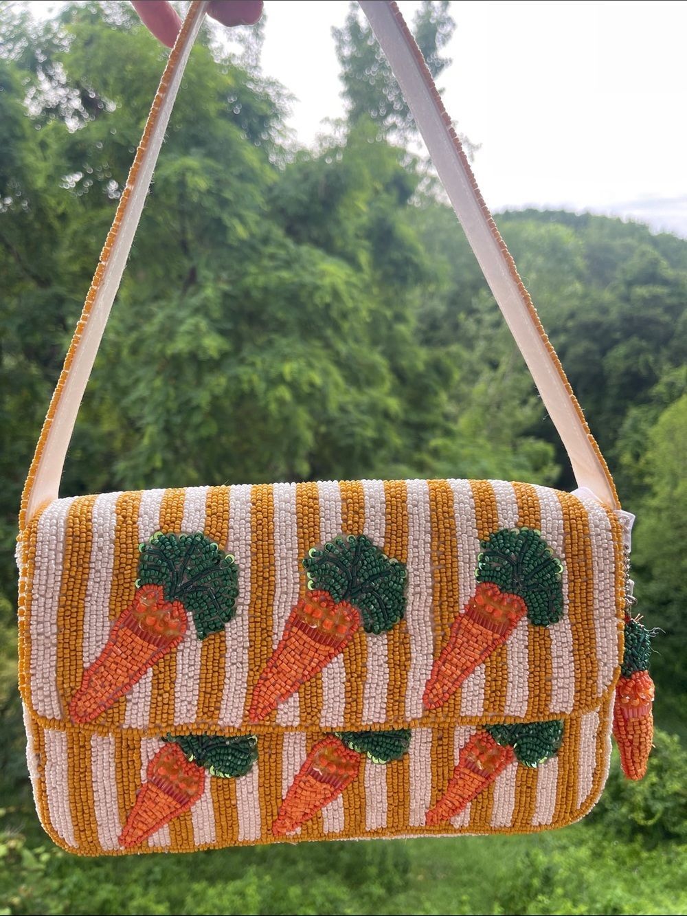 Viral Beaded Bag - Beaded Carrots 🥕 Stripe Shoulder Bag in Orange and White
